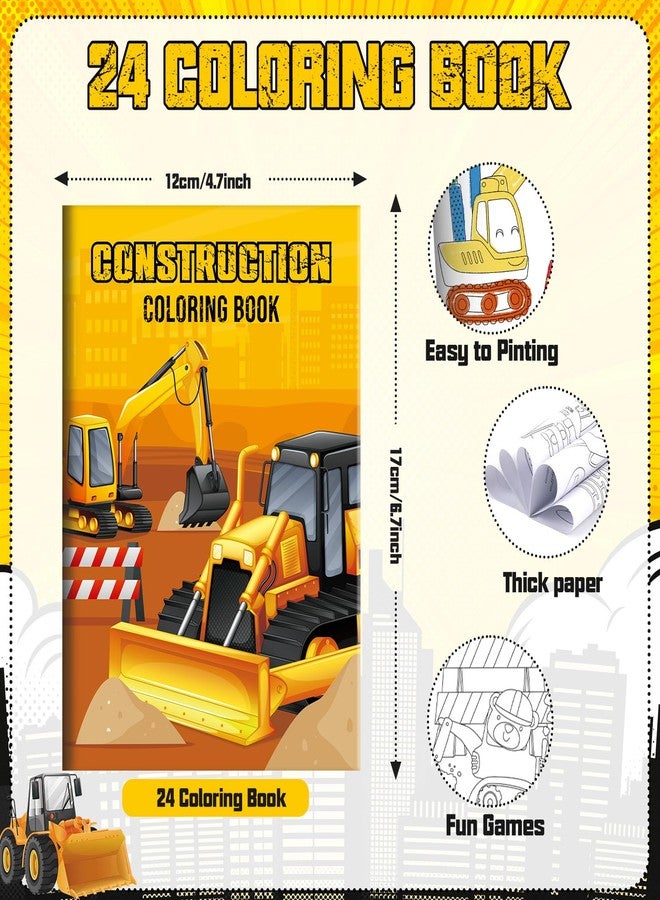 BenLouis 24 Pcs Construction Mini Coloring Books Kids Excavator Theme Party Favors Small Activity Books Bulk for Kids Construction Birthday Goodie Bags Stuffers Return Gifts Classroom Travel - Image 2